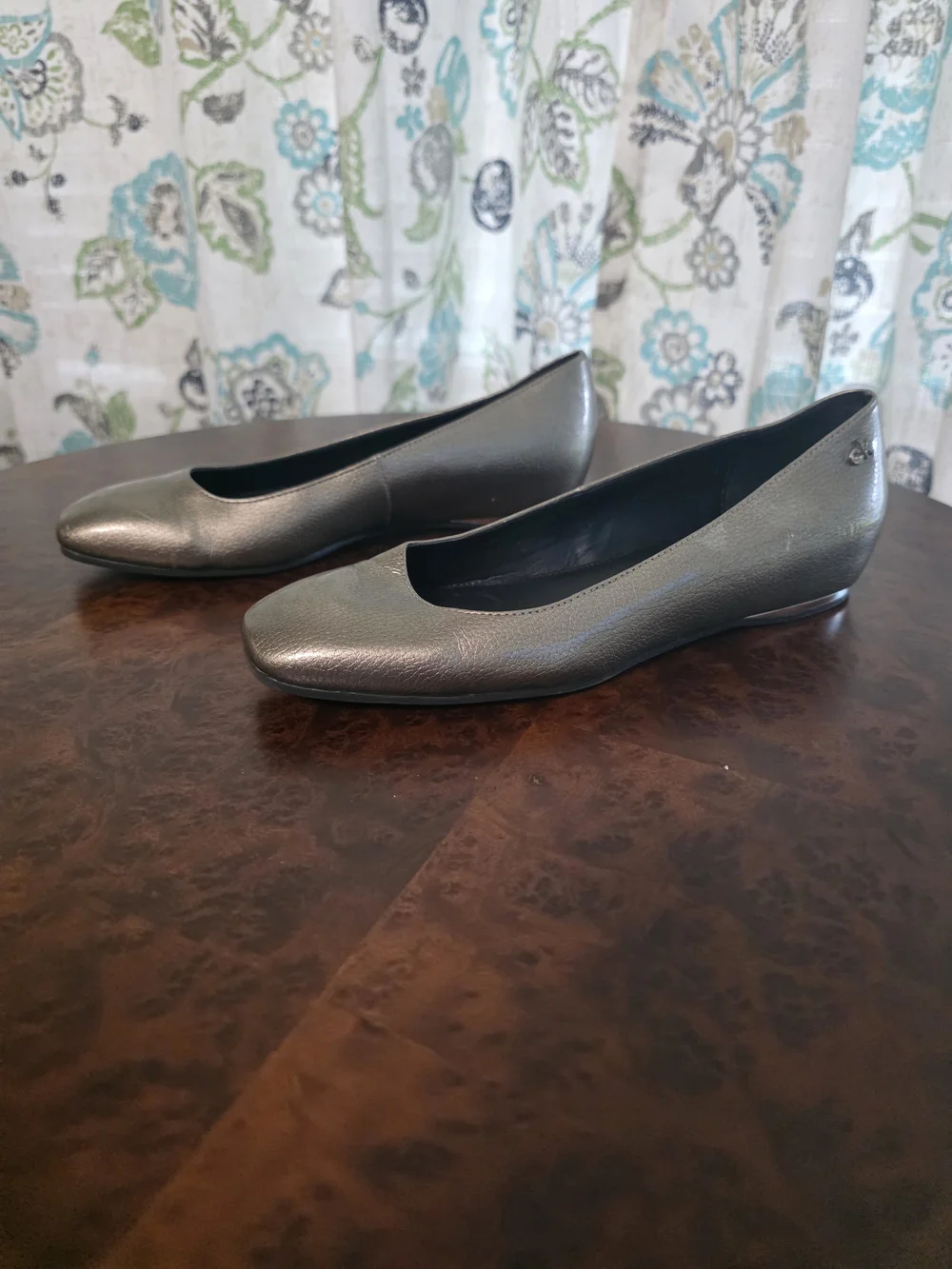 Calvin Klein Metallic Gray Ballet Flats